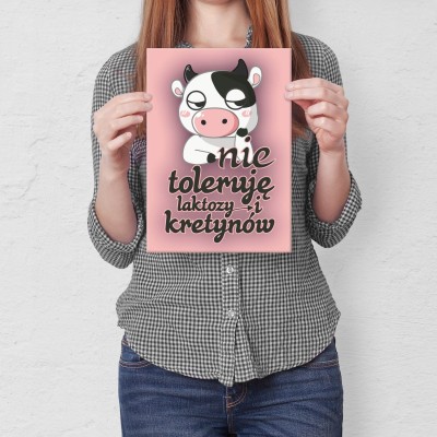 Plakat metalowy Nie toleruję laktozy Prezent