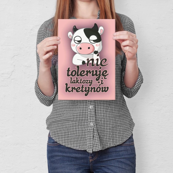 Plakat metalowy Nie toleruję laktozy Prezent