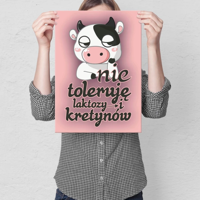 Plakat metalowy Nie toleruję laktozy Prezent