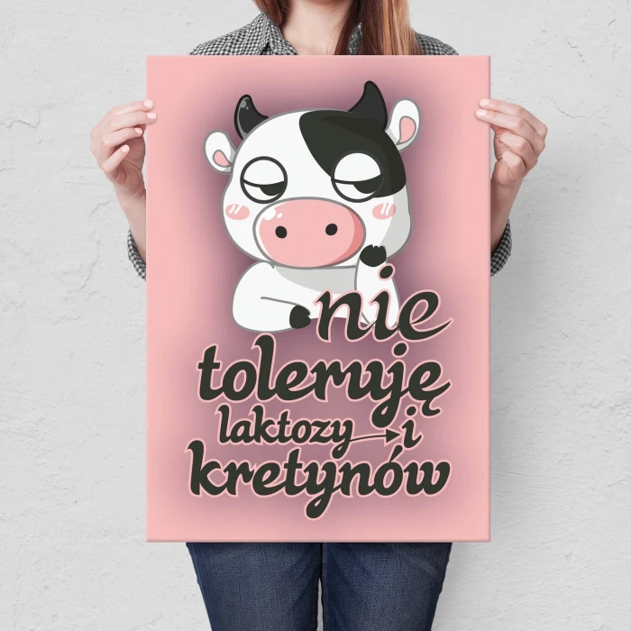 Plakat metalowy Nie toleruję laktozy Prezent