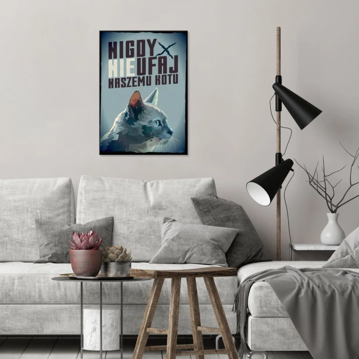 Plakat metalowy Nie ufaj kotu Prezent