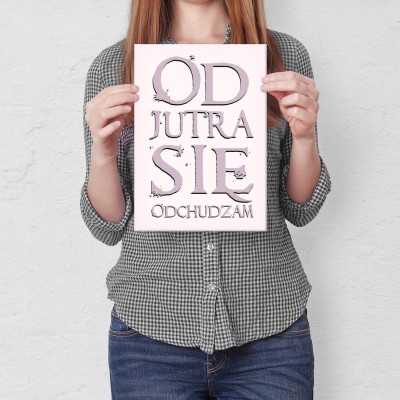 Plakat metalowy Odchudzam się Prezent