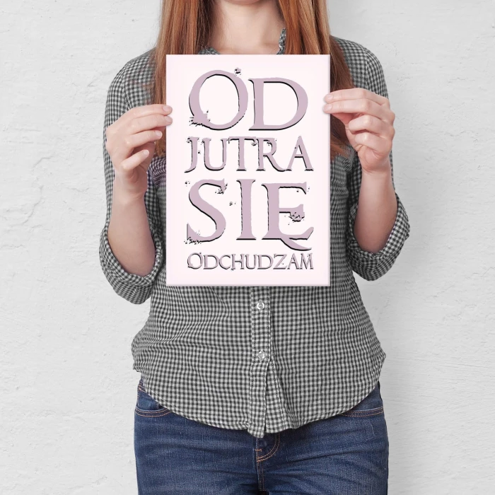 Plakat metalowy Odchudzam się Prezent
