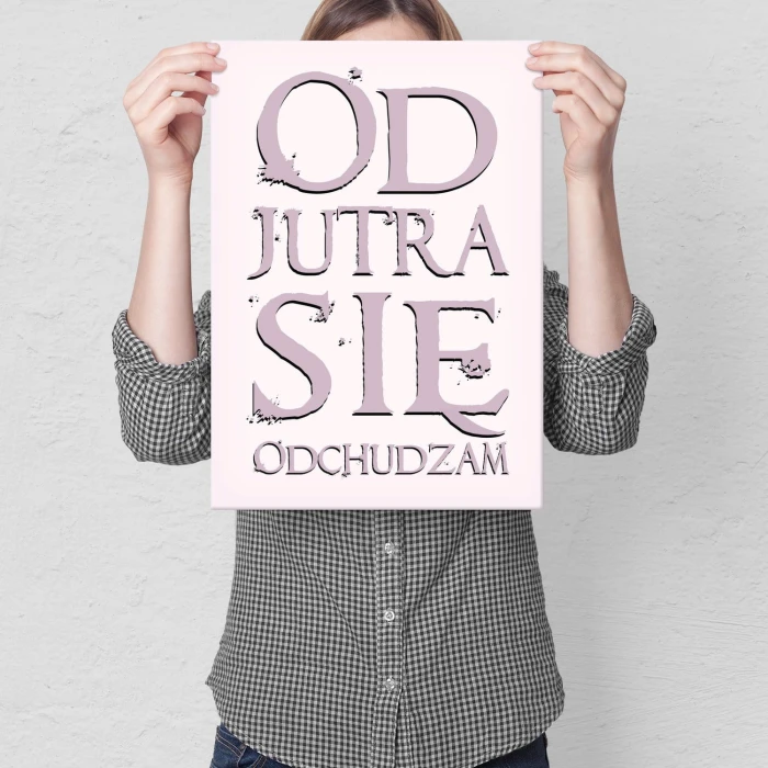Plakat metalowy Odchudzam się Prezent