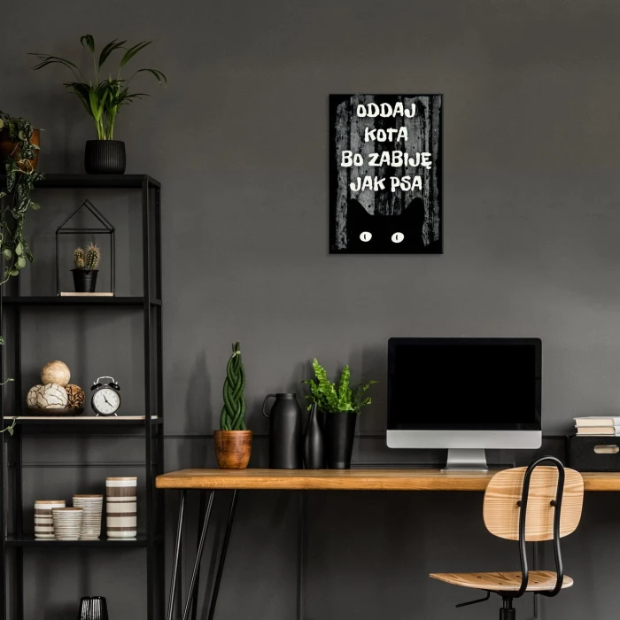 Plakat metalowy Oddaj kota bo zabiję Prezent