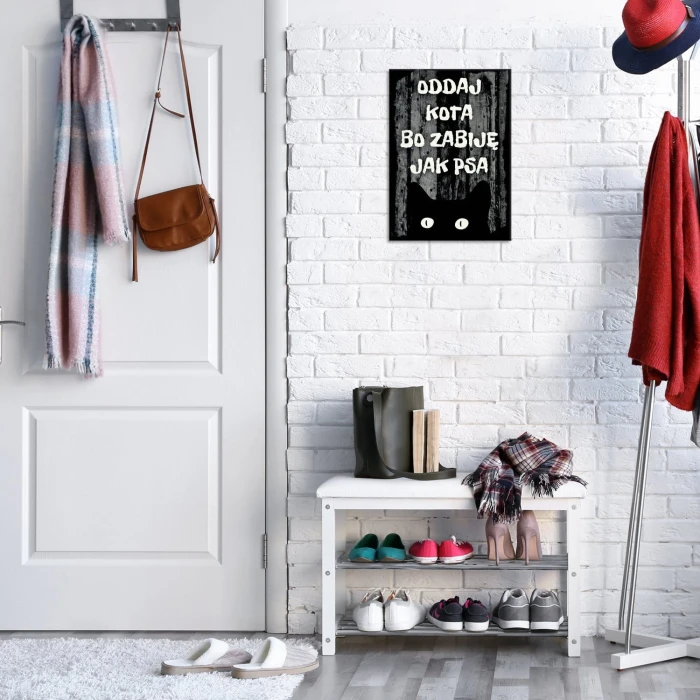Plakat metalowy Oddaj kota bo zabiję Prezent