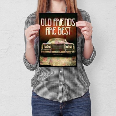 Plakat metalowy Old friends are best Prezent