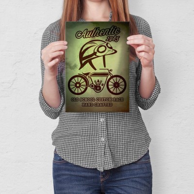 Plakat metalowy Old school race Prezent