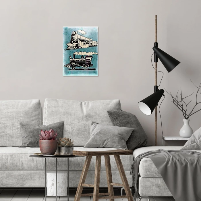 Plakat metalowy Stare pociągi Prezent