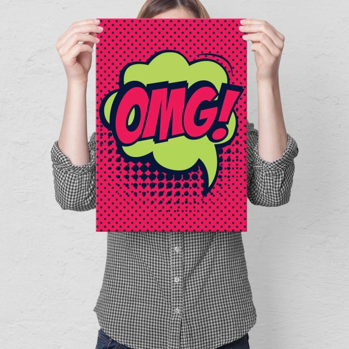Plakat metalowy Komiksowe OMG Prezent