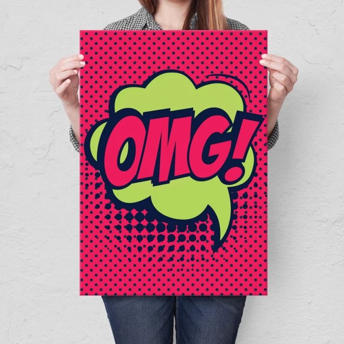 Plakat metalowy Komiksowe OMG Prezent