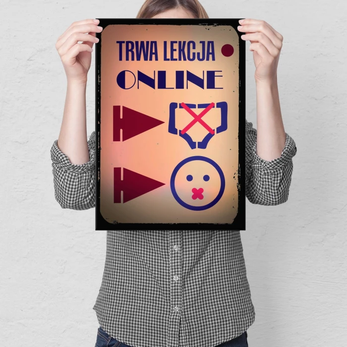 Plakat metalowy Lekcja online Prezent