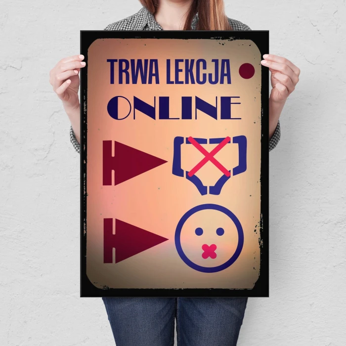 Plakat metalowy Lekcja online Prezent