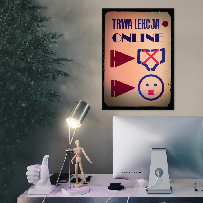 Plakat metalowy Lekcja online Prezent