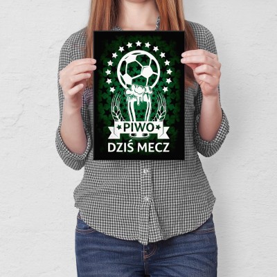 Plakat metalowy Piwo i mecz Prezent