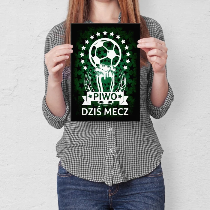 Plakat metalowy Piwo i mecz Prezent