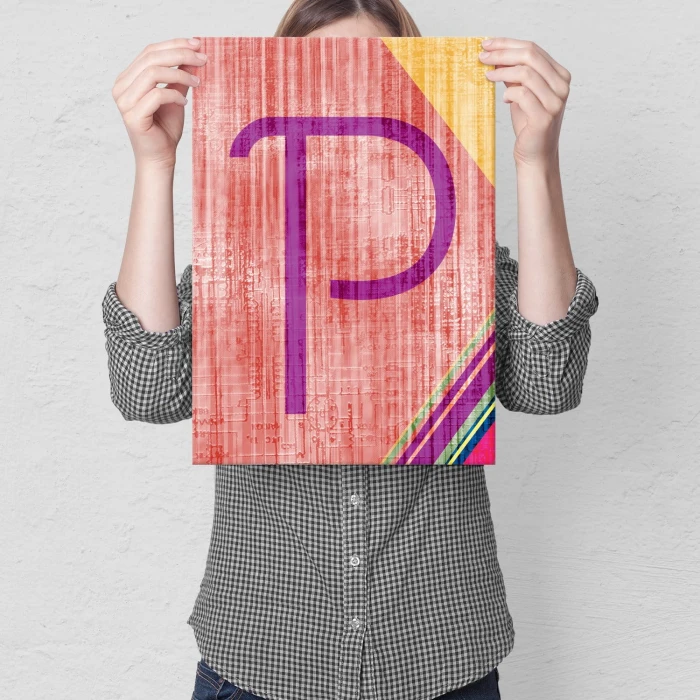 Plakat metalowy Litera P Prezent
