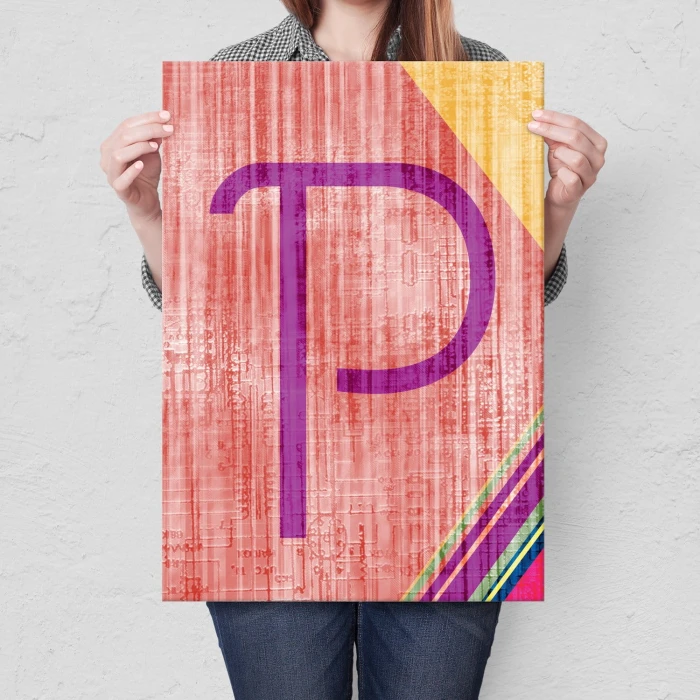Plakat metalowy Litera P Prezent