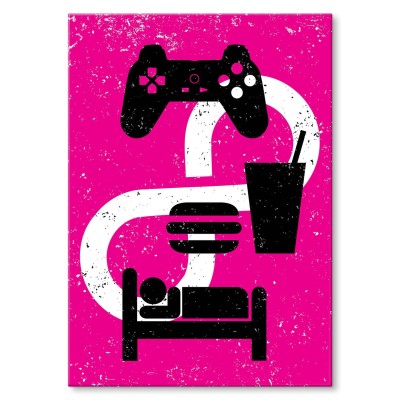 Plakat metalowy Play eat sleep Prezent