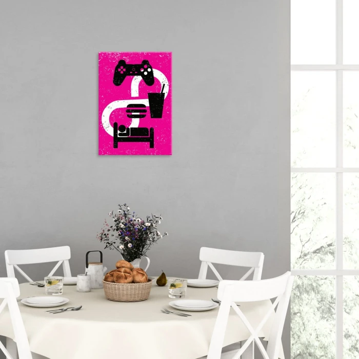 Plakat metalowy Play eat sleep Prezent