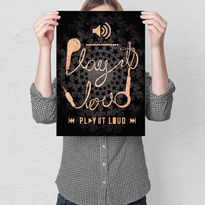Plakat metalowy Play it loud Prezent