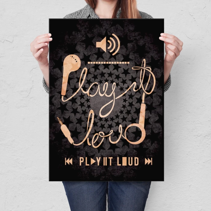 Plakat metalowy Play it loud Prezent