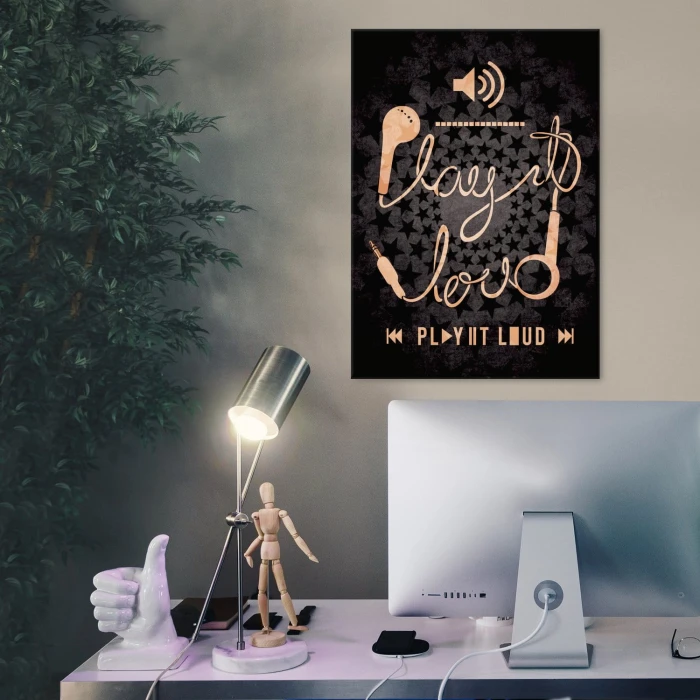 Plakat metalowy Play it loud Prezent