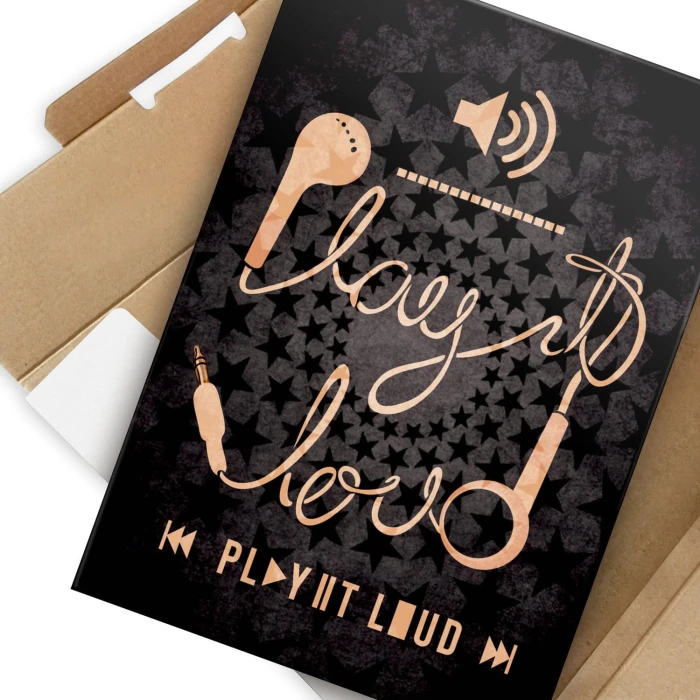Plakat metalowy Play it loud Prezent
