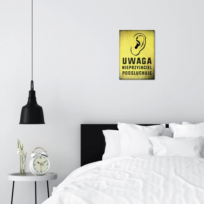 Plakat metalowy Uwaga nieprzyjaciel Prezent