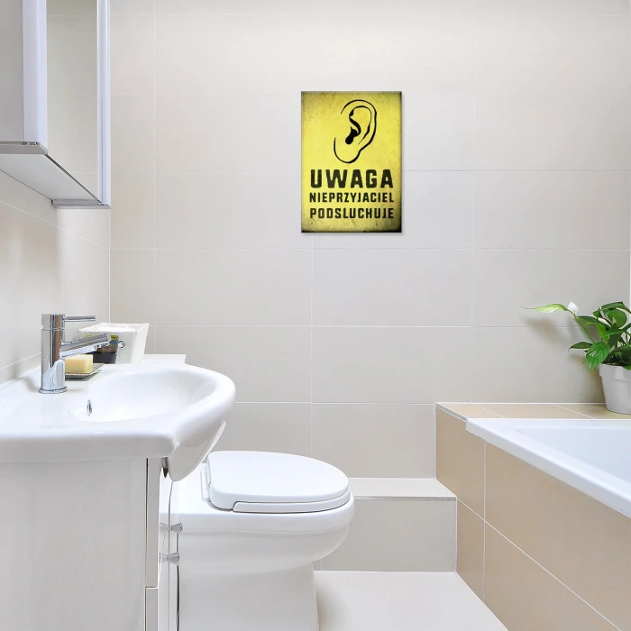 Plakat metalowy Uwaga nieprzyjaciel Prezent