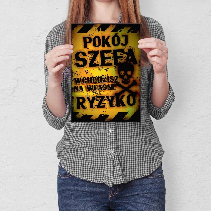 Plakat metalowy Pokój szefa Prezent