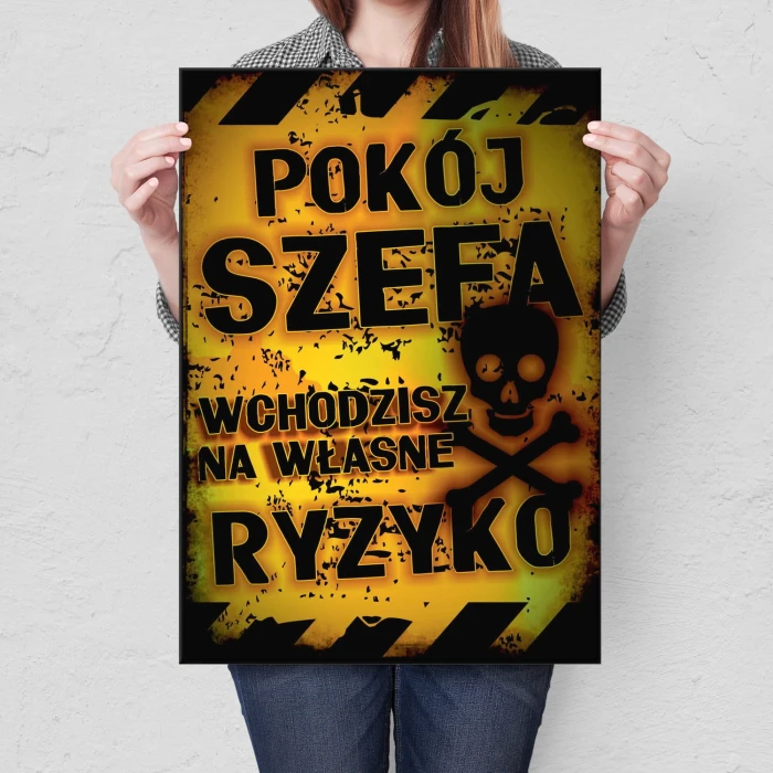 Plakat metalowy Pokój szefa Prezent
