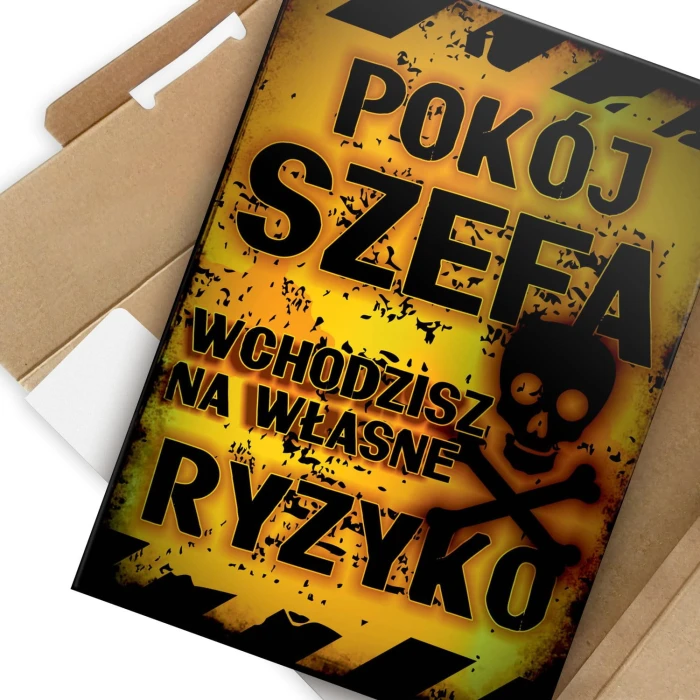 Plakat metalowy Pokój szefa Prezent
