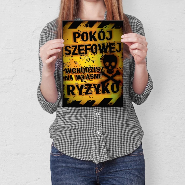 Plakat metalowy Pokój szefowej Prezent
