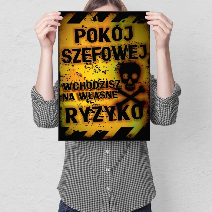 Plakat metalowy Pokój szefowej Prezent