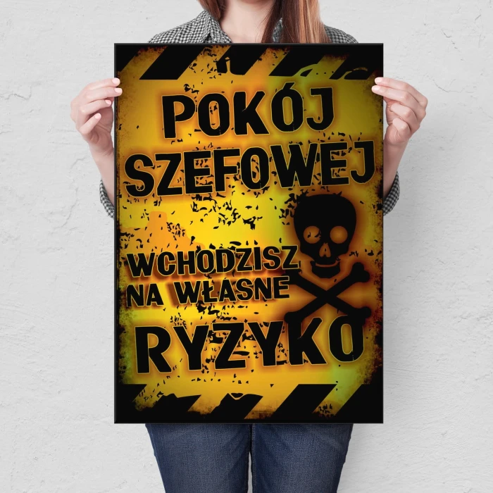 Plakat metalowy Pokój szefowej Prezent