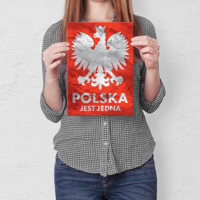 Plakat metalowy Polska jest jedna Prezent