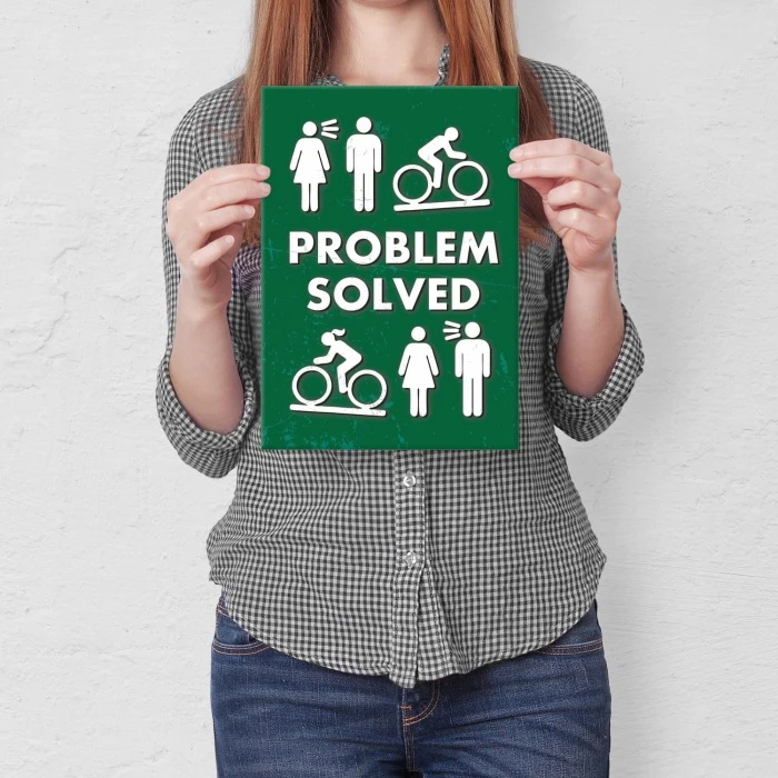Plakat metalowy Problem solved Prezent