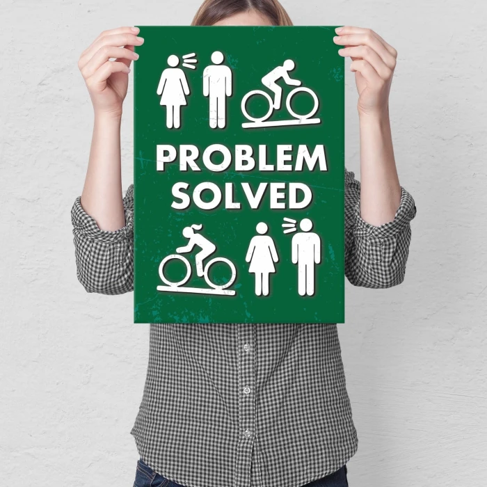 Plakat metalowy Problem solved Prezent