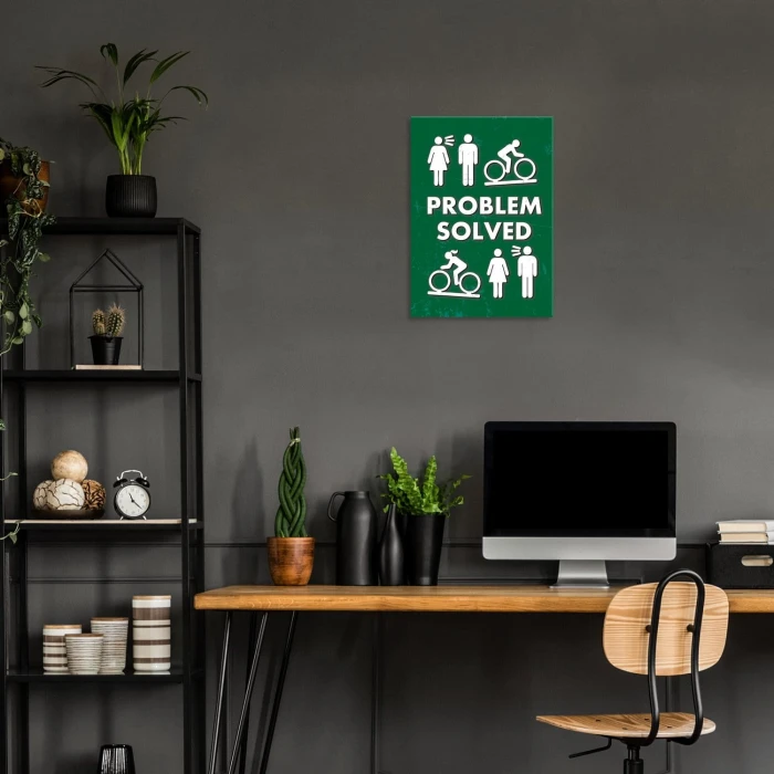 Plakat metalowy Problem solved Prezent
