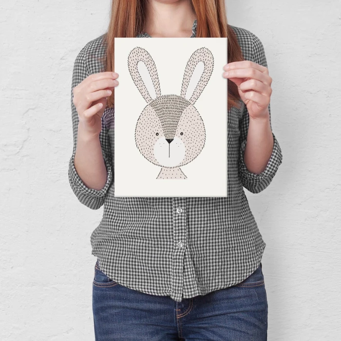Plakat metalowy Cute rabbit Prezent