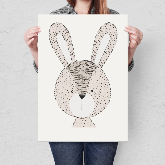 Plakat metalowy Cute rabbit Prezent