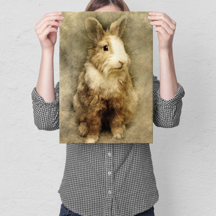 Plakat metalowy Króliczek Prezent