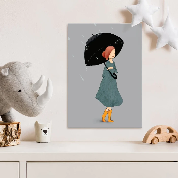 Plakat metalowy Dziewczyna z parasolem Prezent