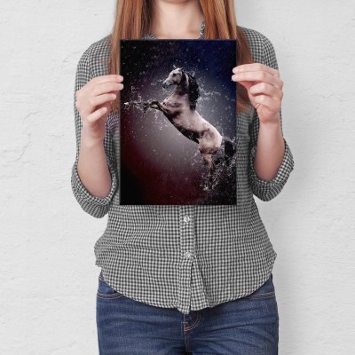 Plakat metalowy Koń w deszczu Prezent
