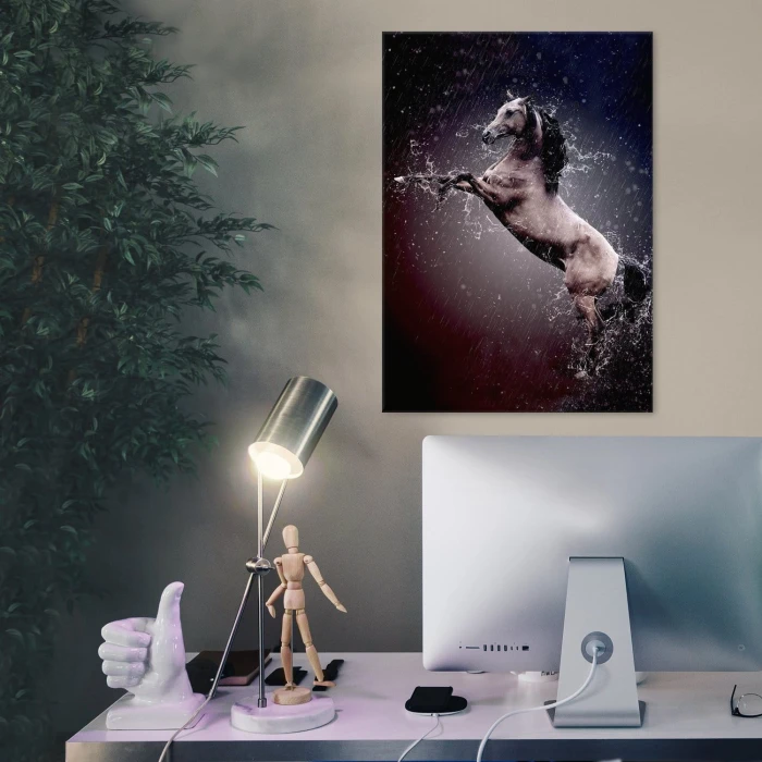Plakat metalowy Koń w deszczu Prezent