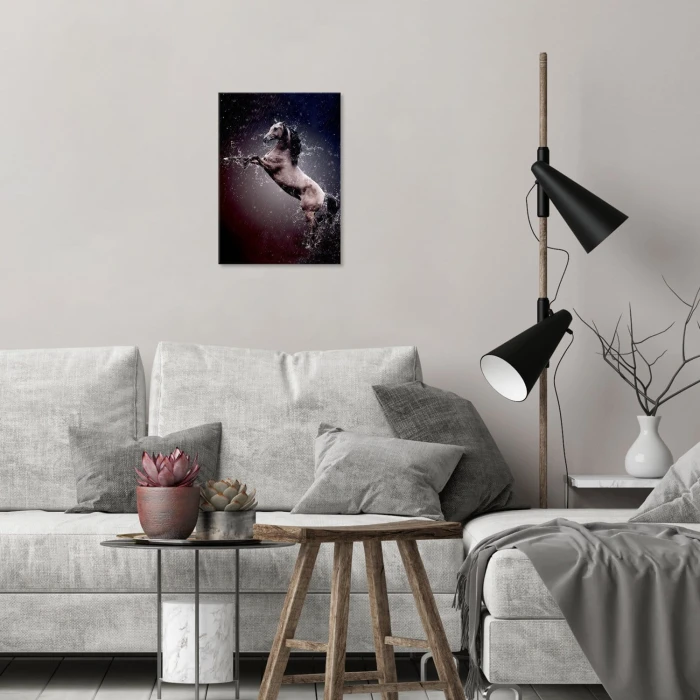 Plakat metalowy Koń w deszczu Prezent