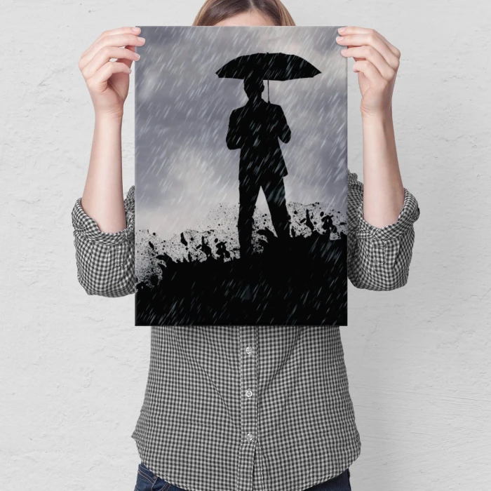 Plakat metalowy Facet z parasolem Prezent