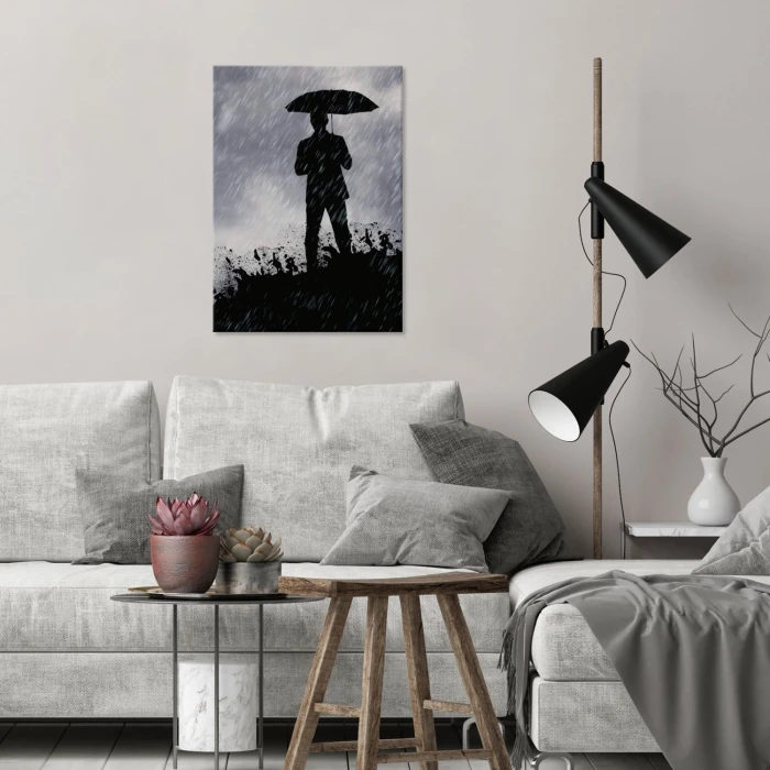 Plakat metalowy Facet z parasolem Prezent