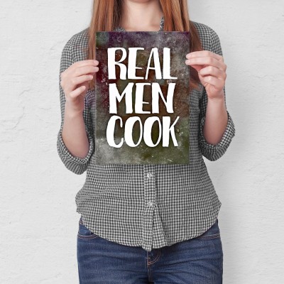 Plakat metalowy Real men cook Prezent